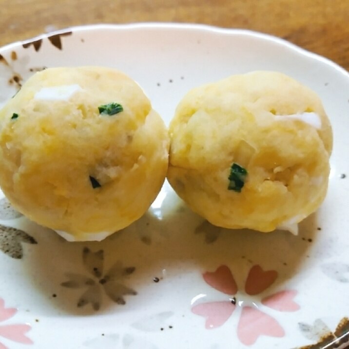 葱とゆで卵の薩摩芋団子